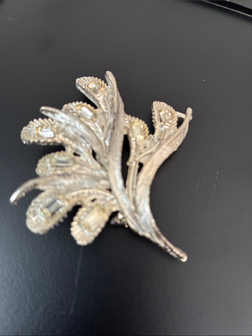 Silver-Tone Crystal Leaf Brooch - Women Jewelry